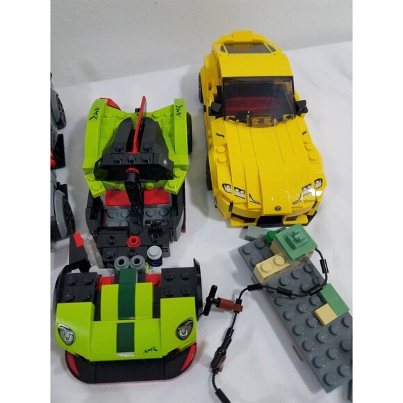 Mixed Lot Lego vehicles 4 Cars Jurassic Park Jeep Red Truck Squid Helicopter - Picture 2 of 13